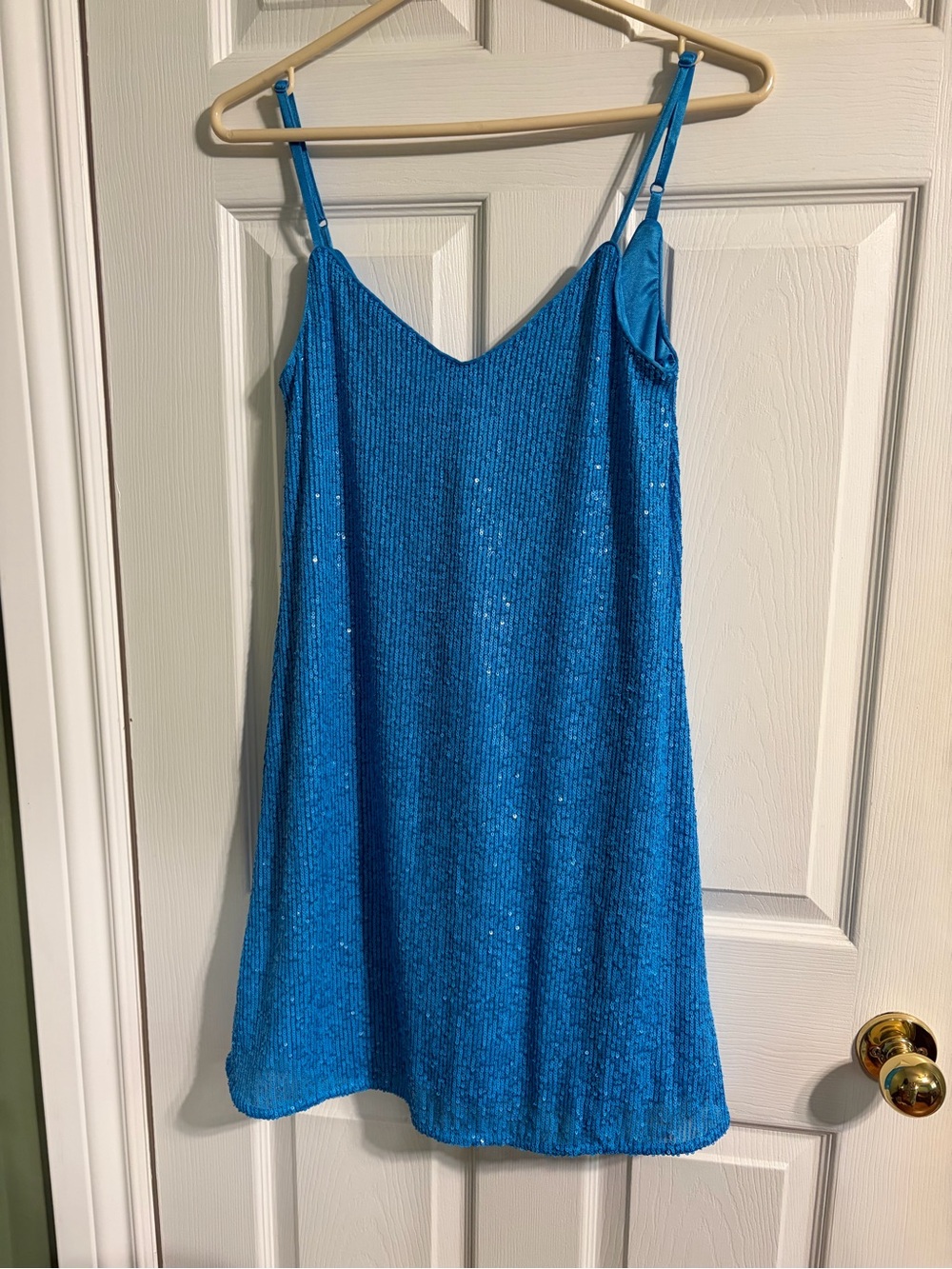 Blue Sequin Slip Dress